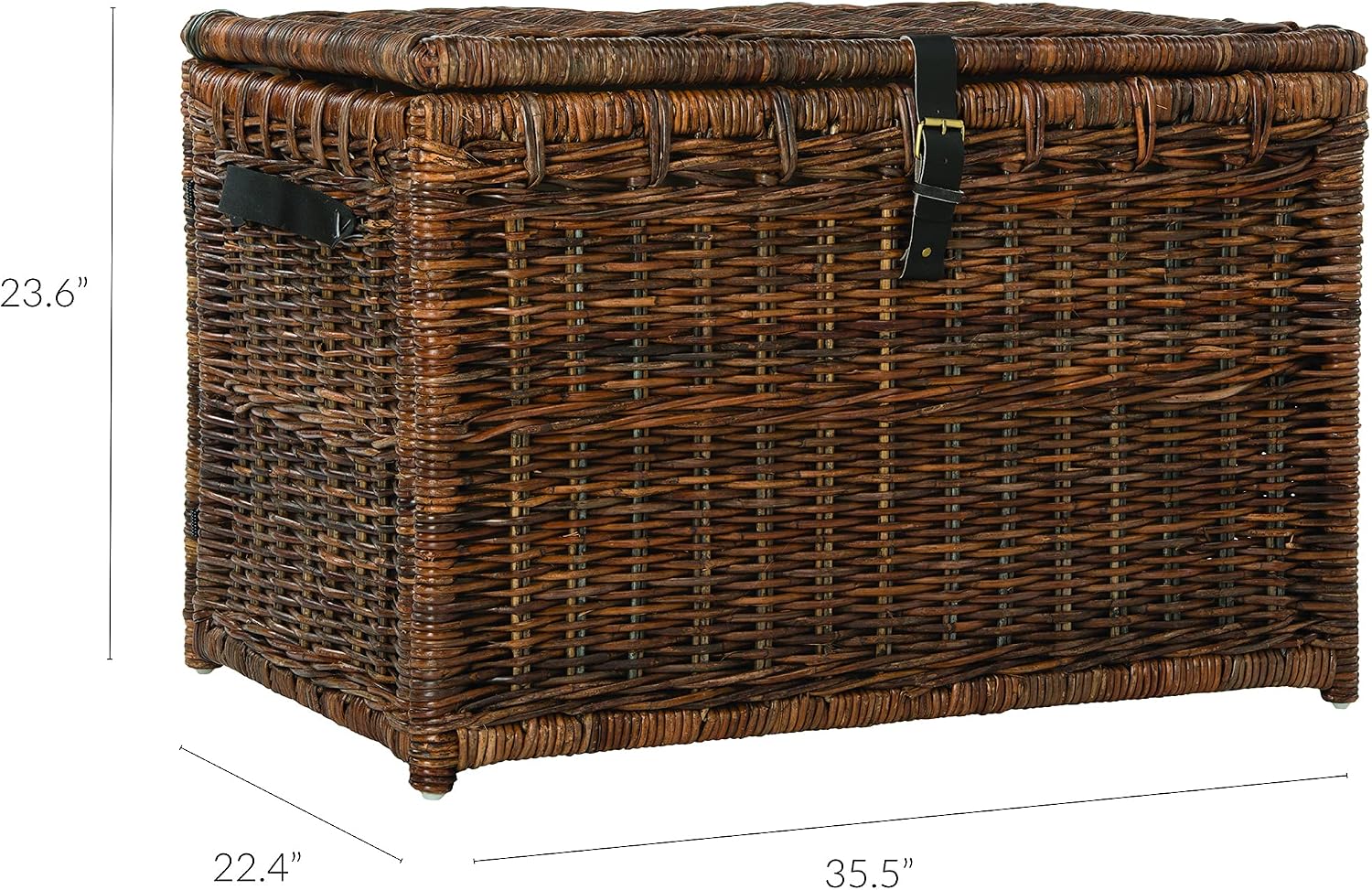 happimess HPM9004A Michael Wicker Storage Trunk Collapsible for flat storage, Rattan-Sarang Buaya, Coastal for Office, Dorm Room, Bedroom, Dining Room, 35", Brown