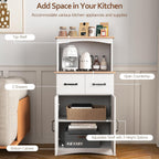 Kitchen Pantry Cabinet with Doors and Drawers, Storage Cabinet with Microwave Stand, Coffee Bar Hutch Cupboard Cabinet for Kitchen/Dining Room/Living Room