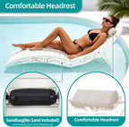Folding in Pool Lounge Chair Set of 2, HDPE Fade Resistant Patio Chaise Sun Tanning Lounge Chairs, Ledge Lounger for Easy Carry, Palm Pattern for Beach Backyard Poolside Deck Wading Area White