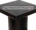 GOWE 23.6'' Modern Solid Wood Veneer End Table, Minimalist Square Side Table with Parquet Pattern, Grooved Cylindrical Base & Thickened Tabletop, Compact Accent Table for Living Room, Matte