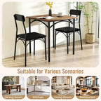 Giantex 3-Piece Dining Table Set, Square Kitchen Table with 2 Upholstered Armless Chairs, Padded Backrest, Metal Frame, Space-Saving Dinette Set for Small Spaces, Living Room, Dining Room