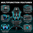 Vonesse Gaming Chairs for Adults, Gaming Chairs with Footrest and Massage, Reclining Computer Chair for Heavy People,Big and Tall Ergonomic Gamer Chair with Lumbar Pillow(Teal/Cyan)