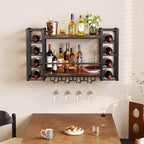 Homeiju Wall Mounted Wine Rack for 30 Bottles, Metal Wine Shelf Storage with Top Enclosure, (31.7" W x 9.8" D x 19.7" H)