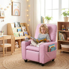 INFANS Kids Recliner, Toddler Lounge Chair with Adjustable Backrest Footrest Cup Holder Side Pockets, PU Leather Toddler Couch