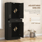 HOMCOM 71" Kitchen Pantry Cabinet with Adjustable Shelf and Drawer, Freestanding Tall Storage Cabinet with Double Doors, Distressed Black