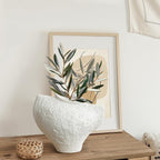 White Ceramic Vase, Modern Farmhouse Style for Table, Kitchen, Bookshelf, Entryway, Counter, Vanity Decor, Stone Textured Small Artistic Handmade Vase for Pampas Grass, Flowers