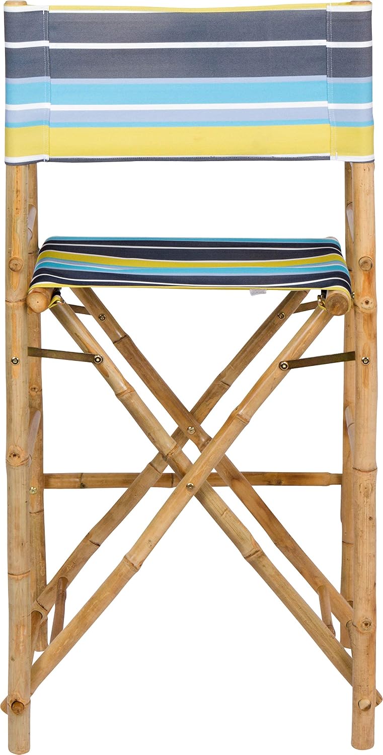 Statra Bar Height Folding Chairs Counter Stool Outdoor Indoor Tall Camping Set of 2, Green Stripes