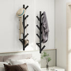 Prywot Coat Rack Wall Mounted - 9 Hooks, Coat Hooks for wall, Modern Metal Coat Tree for Hats, Jackets, Bags, Entryway Bedroom-Black (Height 37.8")