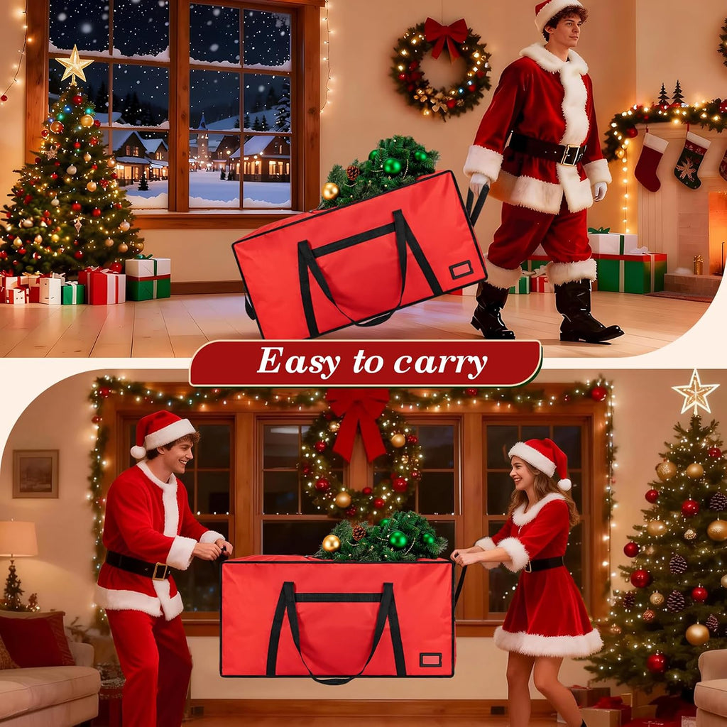 3FT/4FT/4.5 FT Christmas Tree Storage Bag, Heavy Duty Christmas Tree Bag with Reinforced Handles and Dual Zippers Wide Opening, Large Capacity fits for Artificial Christmas Tree, Red