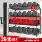 4-Tiers Storage Shelves 73" H Heavy Duty Metal Shelving with Wheels, 2640LBS Load Wire Shelving Rack Garage Shelves for Pantry Kitchen Industrial Warehouse Office, 59" W x 23.9" D
