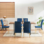 Homedot Modern Dining Room Chairs Upholstered Set of 6, Navy Blue Kitchen Chairs Mid Century High Back Dinner Side Chairs Space Saving with Padded Seat/Metal Legs for Dining/Reading