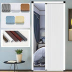 No-Drilling Sliding Folding Door,Interior Accordian Door with Aluminum Frame and Cellular Fabric,Room Divider for Closet RV Patio Shower Door Suitable，Customize Size (Blackout White)