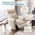LINSY 220° Swivel Electric Power Recliner Chair, Corduroy Nursing Rocker with USB & Type-C, High Back Adult Comfort Chair with 2 Pillows, Space-Saving for Nursery, Bedroom, Living Room（Beige）