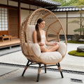 Balcony Chairs Wicker Egg Chair, 400lbs Capacity, Weather-Resistant PE Rattan, Indoor Outdoor Use(Natural)