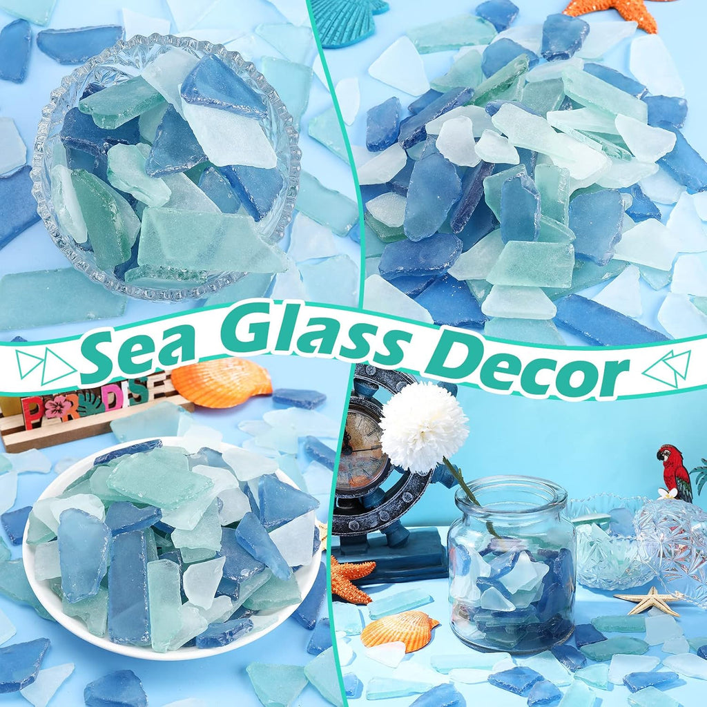 Patelai 48 oz Cobalt Blue Sea Glass Bulk Tumbled Crushed Vase Filler Frosted Seaglass Pieces for Beach Wedding Party Decor Home Decor Aquarium Ornament DIY Craft Supplies(48 oz)