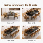 62.99-94.48" Extendable Dark Tempered Glass Dining Table, Scratch-Resistant Glass Top & Metal Frame, Seats 8-10, Modern Minimalist Dining Furniture for Family & Entertaining