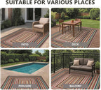 Multicolor Washable Outdoor Rug 8' x 10', Colorful, Stain Resistant, Easy Clean, Waterproof, Durable Area Rug for Outdoor Patio, Deck, Porch, Entryway, Foyer