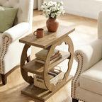 Tribesigns End Table Set of 2, Narrow Side Table with Storage, 3-Tier Couch End Table Bedside Tables for Small Spaces, Bedroom, Natural Oak