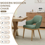 MALOL Wooden Dining Chairs Set of 2, Modern Fabric Upholstered Dining Room Chair, Kitchen Side Chairs, Farmhouse Dinner Chair with Open Back for Kitchen, Green