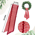 Wreath Sash for Front Door Red White Buffalo Plaid Cotton Wreath Satin Sash Garland Ribbon Accessories for Wreaths Yard Doorway Indoor Outdoor Bow Bridal Shower Home Decor,5.11 x 54.33