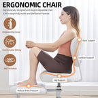 Teddy Cross Legged Office Chair with Wheels, Ivory 360° Rotation Meditation Criss Chair, Height Adjustable Backrest and Wider Seat, Yoga Office ADHD Chair for Adults (Beige)