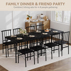 5-Piece Dining Table Set for 4, Kitchen Table Set with 1.6" Thick Tabletop,Space-Saving Rectangular Dining Room Kitchen Table Chair Set for Small Space,Dinette,Apartment,Rustic Black