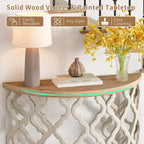 karlott Half Moon Console Table, 43.3" Solid Wood Veneer Tabletop Farmhouse Halfmoon Entryway Table, Painted, Sofa Behind the Couch Table, Half Circle Table for Living Room, Hallway, Easy Assembly