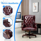 Big and Tall Executive Office Chair, Ergonomic 360° Swivel Recliner Chair, Retro Burgundy Faux Leather Home Office Desk Chairs w/Tufted Wingback Comfy Luxury Heavy Duty 500 Lb & Height Adjustable