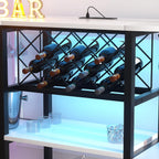 White Bar Cabinet with LED Lights & Power Outlets, 47" Curved Wine Bar Coffee Bar Cabinet with Wine Rack & Glass Holder, Liquor Cabinet Home Bar Unit for Living Room, Small Space