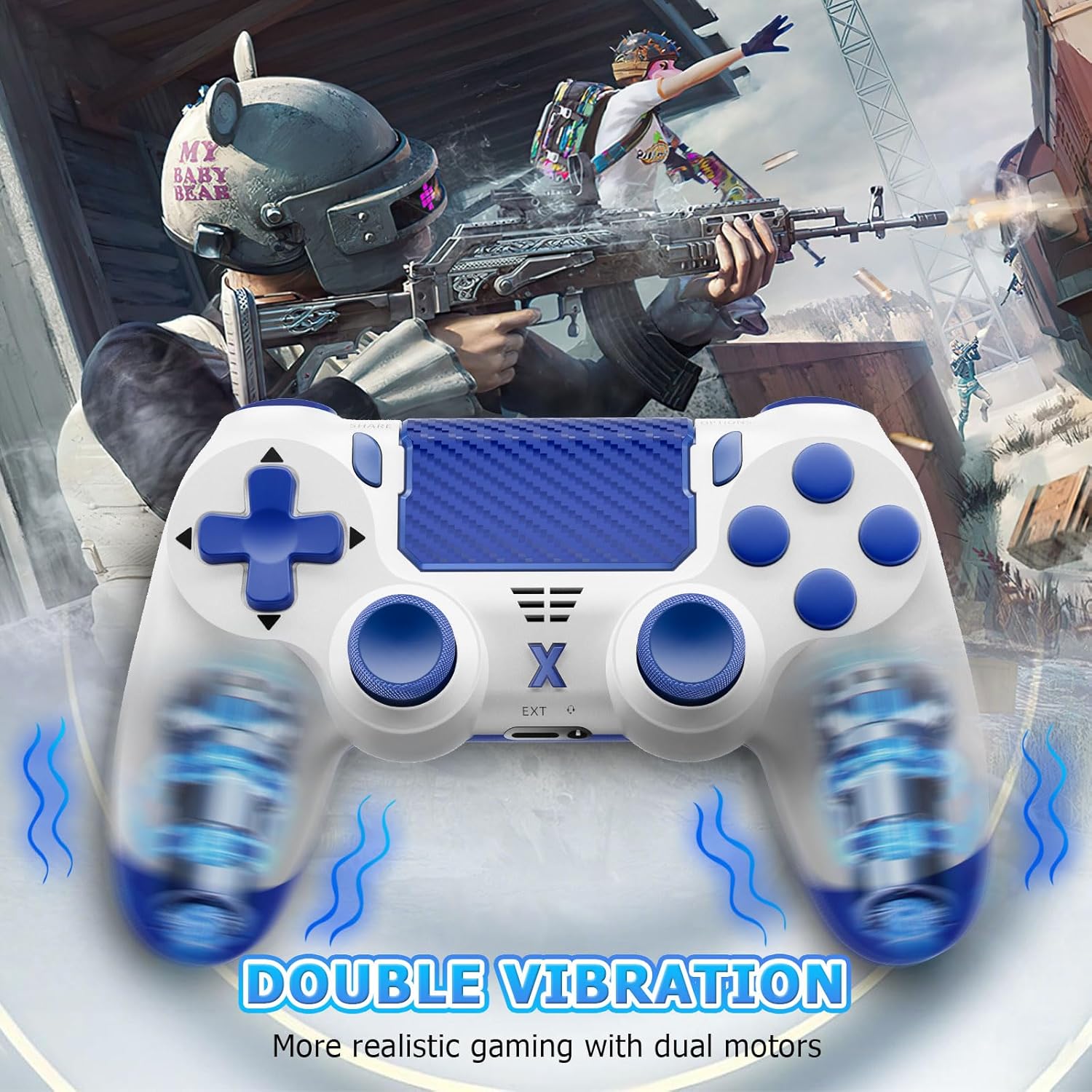 Puiseno Wireless Controller for PS-4, Dual Vibration Game Joystick/Motion Sensing/Touchpad/Speaker/3.5mm Audio Jack Headphone, Upgraded Six-Axis Sensor, Compatible with PS4/Slim/Pro Console/PC (Sky blue)