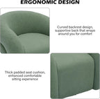 Boucle Swivel Accent Chair Set of 2, No Assembly Small Comfy Round Barrel Armchair for Living Room, Bedroom Reading Waiting Room-Green