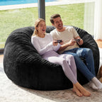 Giant Bean Bag Chair with Memory Foam Filling Beanbag for Adult 8 Colors, Machine Washable Removeable Flannel Cover, Soft Cozy for Bedroom, Living Room - 3 Feet Black