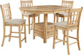 Coaster Home Furnishings - LAVON - 5-Piece Counter Height Dining Set - Oval Extendable Table with Storage & 4 Upholstered Chairs - Dining Room & Kitchen - Light Oak - 106628-S5