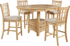 Coaster Home Furnishings - LAVON - 5-Piece Counter Height Dining Set - Oval Extendable Table with Storage & 4 Upholstered Chairs - Dining Room & Kitchen - Light Oak - 106628-S5
