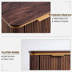 T4TREAM Fluted 3 Drawers Nightstand Set of 2, 24" Large Mid Century Modern End Table, Bedside Table for Bedroom, Living Room, Dark Walnut