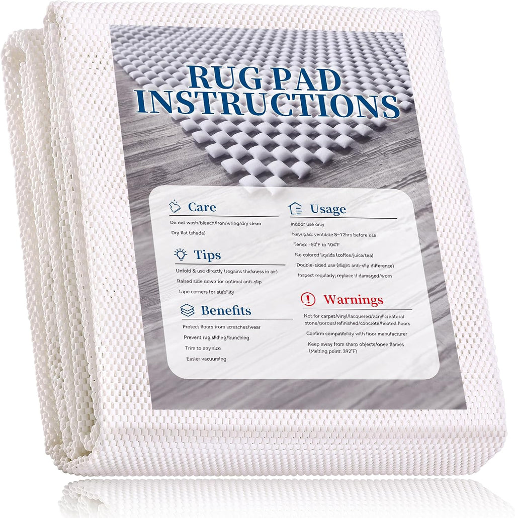 Non-Slip Rug Pad 6x9 Ft – 6'x9' PVC Anti-Slip Carpet Gripper Mat, 6 by 9 Feet Non Slip Pad for Area Rugs, Under Rug Padding for Hardwood Floors, Carpet Gripper Mat for Floors