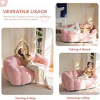 MAXYOYO Bean Bag Chair for Adults, Floral Shaped Bean Bag Sofa | Ultra Soft Faux Fur Floor Sofa, Large Reading Chair for Living Room Bedroom, Pink, Double