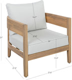 SAFAVIEH Outdoor - Theo Armchair Set of 2 - Oak & Ivory - Solid Wood with Cushion - Mid-Century Slatted Frame Design - Ideal for Patio, Deck, Porch, Backyard, 15" Seat Height (PAT7087B-SET2)