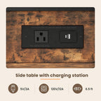 GRUSIGN End Table with Charging Station, Flip Top Side Table with USB Ports and Outlets, 3-Tier Small Side Table with Storage for Small Space, End Tables for Living Room/Bedroom, Black
