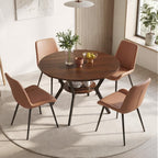 Miereirl 42.13" 5-Piece Round Dining Table Set for 4, Kitchen Table Set with 4 Upholstered Chairs and Storage Shelf, Dining Room Furniture Set for Apartment, Small Spaces