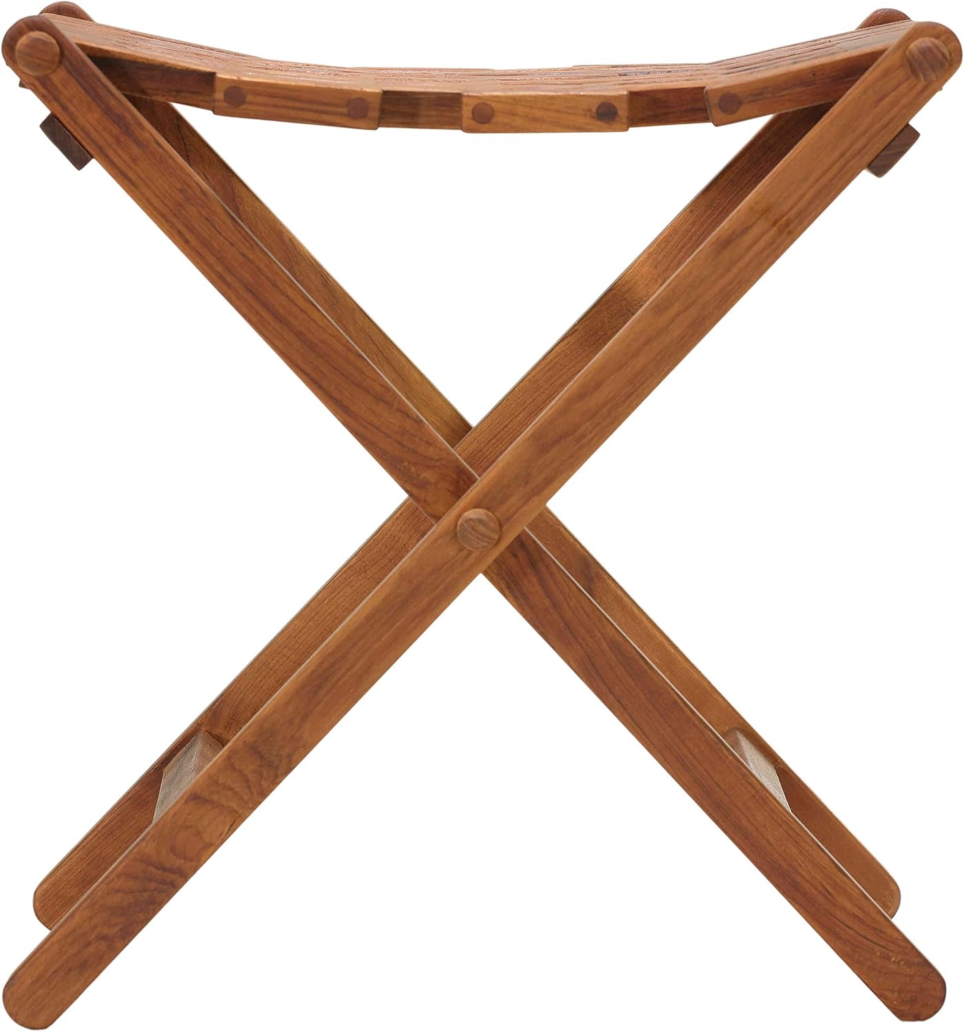 Bare Decor Mosaic Folding Stool in Solid Teak Wood, Brown