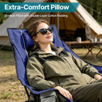 ZENPETIO Oversized Rocking Camping Chair Portable Outdoor Folding Rocker with Padded Headrest and Carry Bag, Heavy Duty Rocker Chair for Camping, Lawn and Patio, Supports 400 lbs, Blue Black