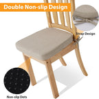 Ruqmuis Chair Cushions for Dining Chairs, 2" Thick Seat Cushions for Kitchen Chairs, D-Shaped Chair Pads with Washable Cover, Ties and Non Slip Backing, 17'' x 16'', Set of 4, Beige