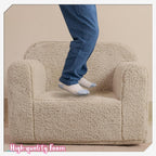 MOMCAYWEX Kids Snuggly-Soft Sherpa Chair, Cuddly Toddler Foam Chair for Boys and Girls, Light Grey