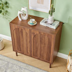 Bifins 94.5” Fluted Sideboard Buffet Cabinet with Storage,Mid Century Modern Long Wood Storage Cabinet with Arched Profile for Dining Room Kitchen Living Room