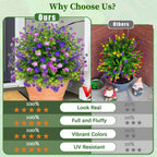 2 Pack Artificial Boxwood Topiary Ball Trees with Spikes, Outdoor UV Resistant Fake Plants Flowers, Faux Bushes Shrubs Greenery for Planters Yard Porch Pathway Office Balcony Decor - Purple
