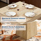 Modern Farmhouse Square Dining Table for 4 – 31.5'' Compact Wooden Pedestal – Restaurant Dining Furniture for Apartment, Living Room, Small Spaces – Natural Wood YS042 Matte Surface