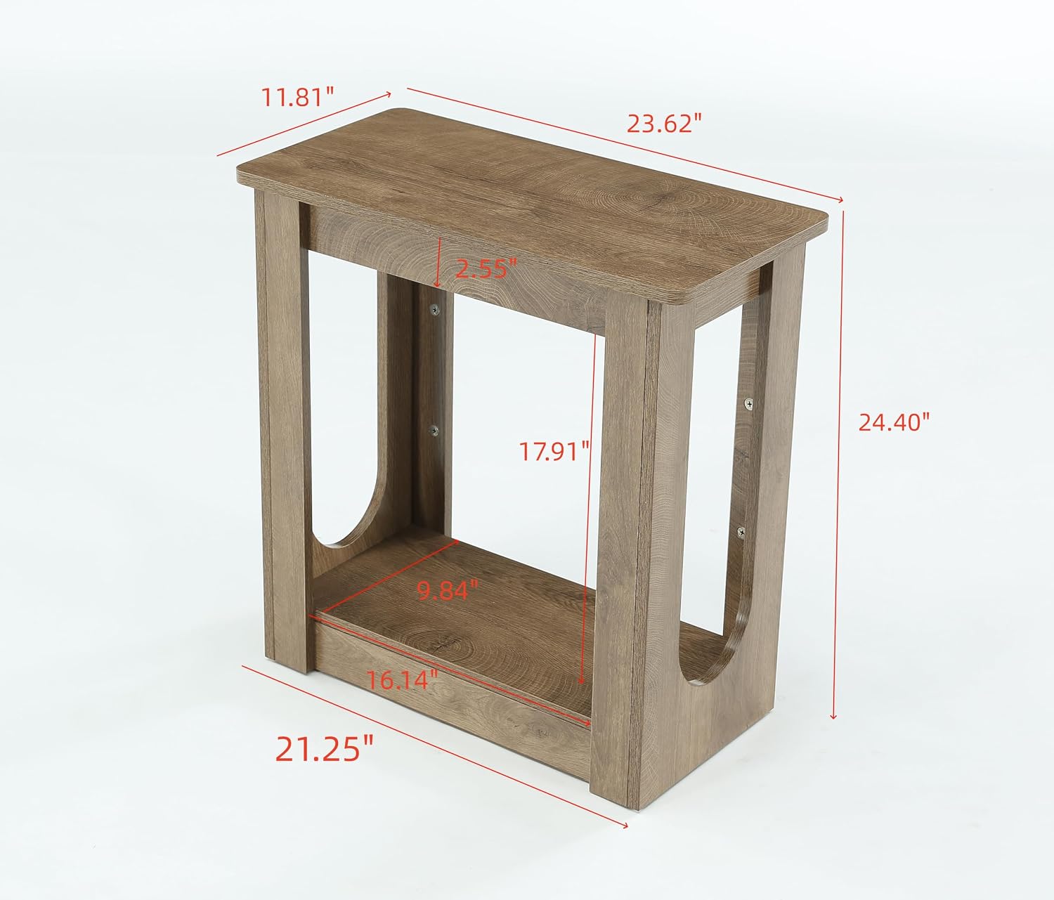 Tribesigns End Table, Narrow Side Table for Living Room, Farmhouse Nightstand with Storage Shelves for Bedroom, Small Spaces, Rustic Brown