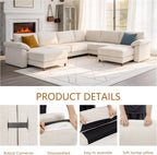 Oversized L Shaped Sectional Couch for Living Room, Extra Large Deep Seat Modular Sectional Sofa with Washable Covers, Modern Cloud Couch for Apartment, Bedroom (Beige, L Shape 4 Seat)