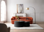 Black Nesting Table Set of 2 Round and Half Moon Shapes,No Need Assembly